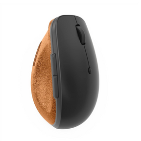 Lenovo Go wireless vertical mouse with natural cork – front view storm grey