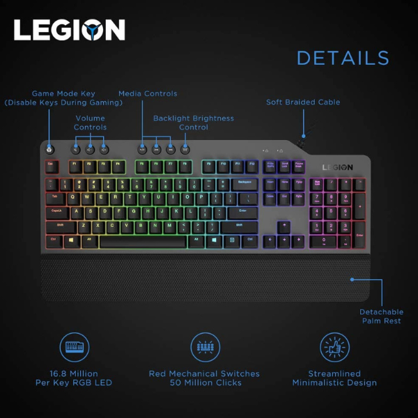 Lenovo Legion K500 RGB ENG Mechanical Gaming Keyboard Wired - DokanTech #