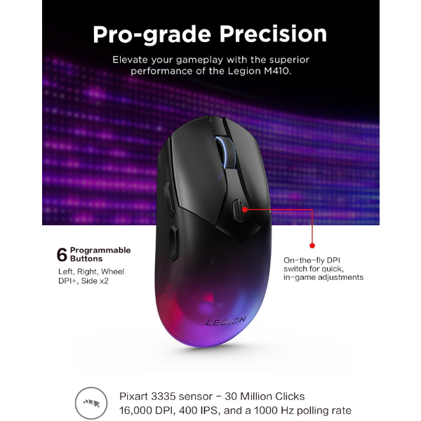 Lenovo Legion M410 Wireless RGB Gaming Mouse - Dokkantech