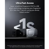 Lexar 256GB JumpDrive Fingerprint F35 PRO 400/300 MB/s USB 3.2 Gen 1-dokantech