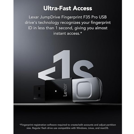 Lexar 256GB JumpDrive Fingerprint F35 PRO 400/300 MB/s USB 3.2 Gen 1-dokantech