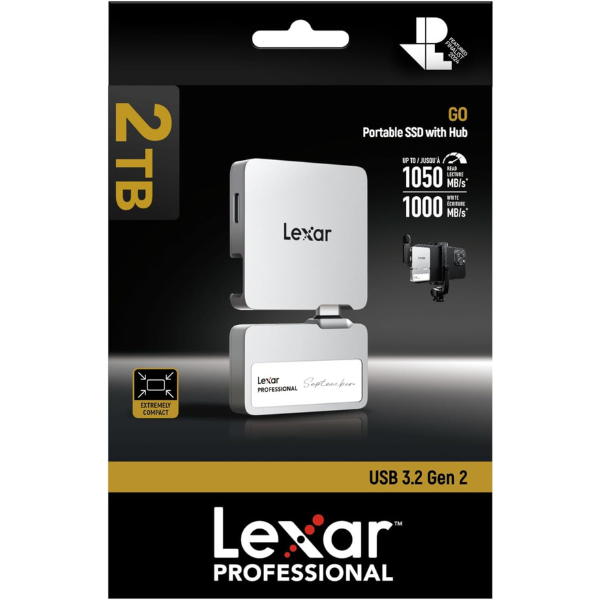 Lexar Go 2TB Portable SSD with  Hub – 1050/1000MB/s USB 3.2 Gen 2 (LSL400S002T-RNSNG)-Dokkantech