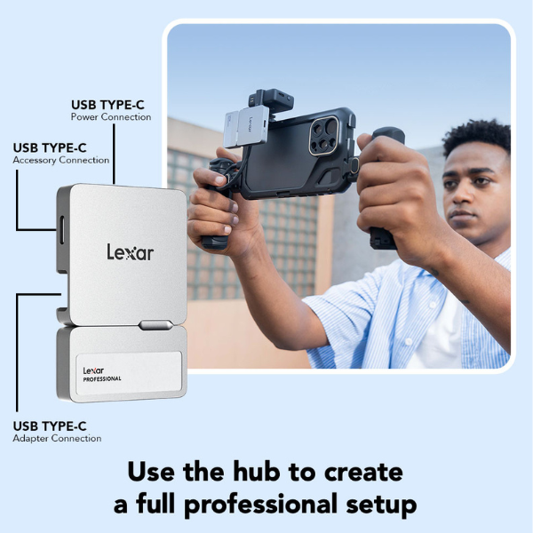 Lexar Go 2TB Portable SSD with  Hub – 1050/1000MB/s USB 3.2 Gen 2 (LSL400S002T-RNSNG)-Dokkantech