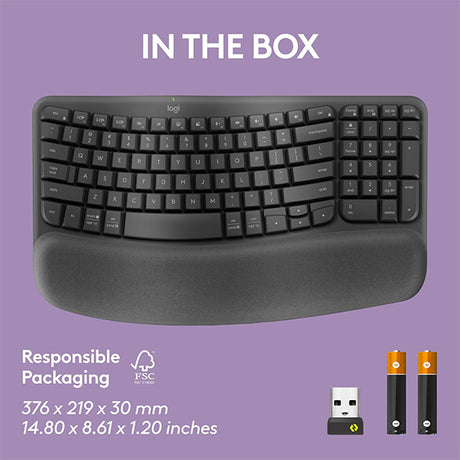 Logitech Wave Keys Wireless Ergonomic Keyboard with Cushioned Palm Rest - Ara - DokanTech #
