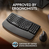 Logitech Wave Keys Wireless Ergonomic Keyboard with Cushioned Palm Rest - Ara - DokanTech #