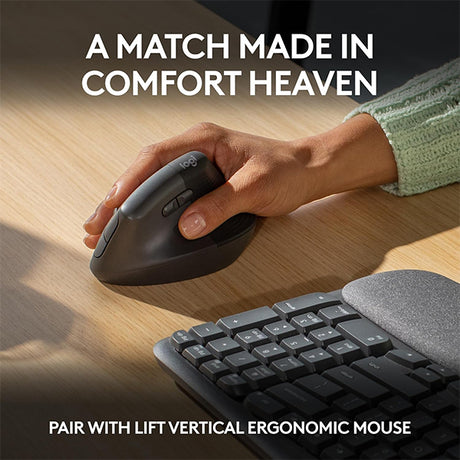 Logitech Wave Keys Wireless Ergonomic Keyboard with Cushioned Palm Rest - Ara - DokanTech #