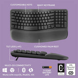 Logitech Wave Keys Wireless Ergonomic Keyboard with Cushioned Palm Rest - Ara - DokanTech #