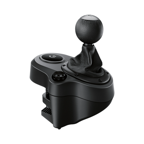 Black gaming joystick on a white background