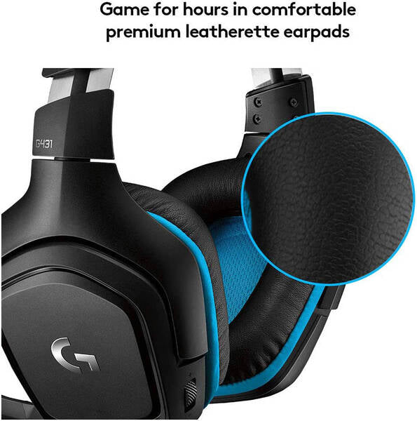 Logitech G431 7.1 Surround Sound Wired Gaming Headset - Black