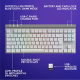 لوحة مفاتيح الألعاب اللاسلكية Logitech G515 LIGHTSPEED TKL - فائقة النحافة، أداء احترافي باللونين الأبيض والأسود 