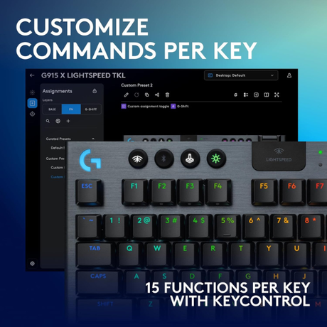 Logitech G915 X TKL Wireless Gaming Keyboard Tri-Mode RGB Low Profile-English only-dokantech#