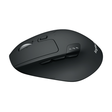 A Logitech wireless gaming mouse in matte black, shown from a three-quarters perspective on a clean white background.