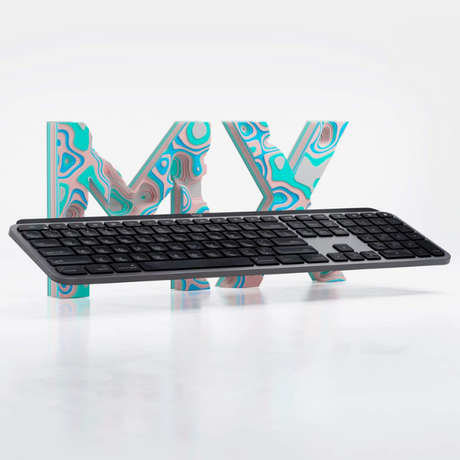 Logitech MX Keys Mac keyboard – desk lifestyle