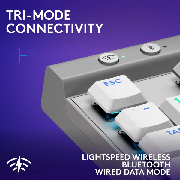 لوحة مفاتيح الألعاب اللاسلكية Logitech G515 LIGHTSPEED TKL - فائقة النحافة، أداء احترافي باللونين الأبيض والأسود 