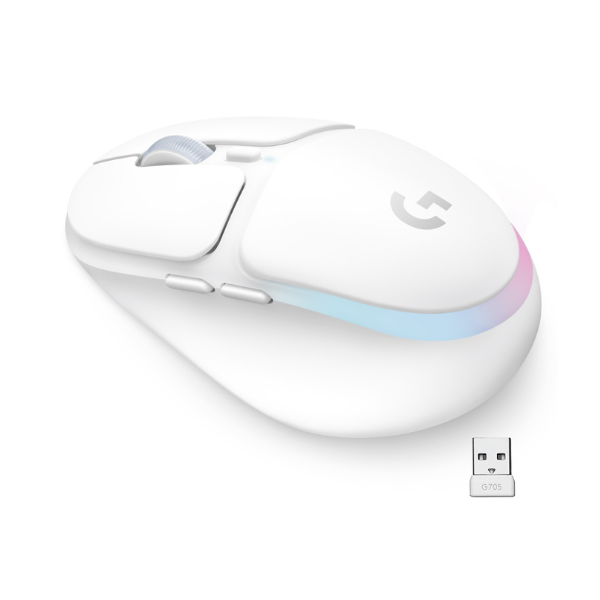Logitech G705 Wireless Gaming Mouse – Lightweight, RGB, Bluetooth & LIGHTSPEED – White- DokanTech #