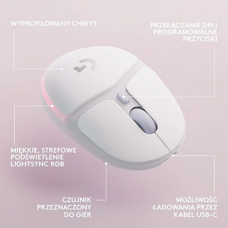 Logitech G705 Wireless Gaming Mouse – Lightweight, RGB, Bluetooth & LIGHTSPEED – White- DokanTech #