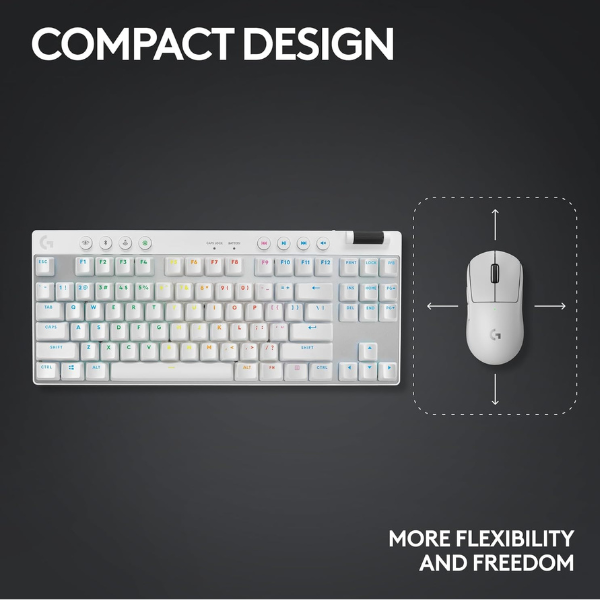 Logitech PRO X TKL LIGHTSPEED Wireless Gaming Keyboard GX Brown Switches – White- DokanTech #