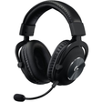 Logitech G PRO X wired gaming headset in black, angled left