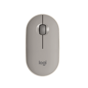 Logitech M350 Pebble Silent Wireless Mouse: gray mouse viewed directly from above.