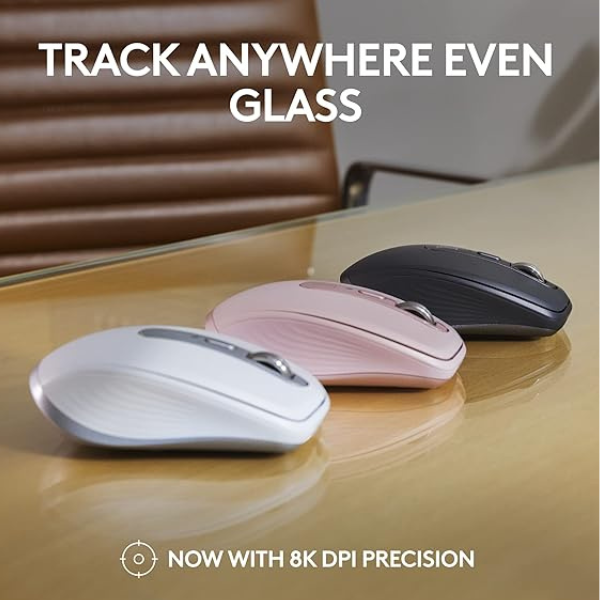 ماوس Logitech MX Anywhere 3S: دقة 8K DPI، أجهزة متعددة، نقرات هادئة. 