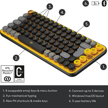 Logitech POP Keys Wireless Mechanical Emoji Keyboard - DokanTech #