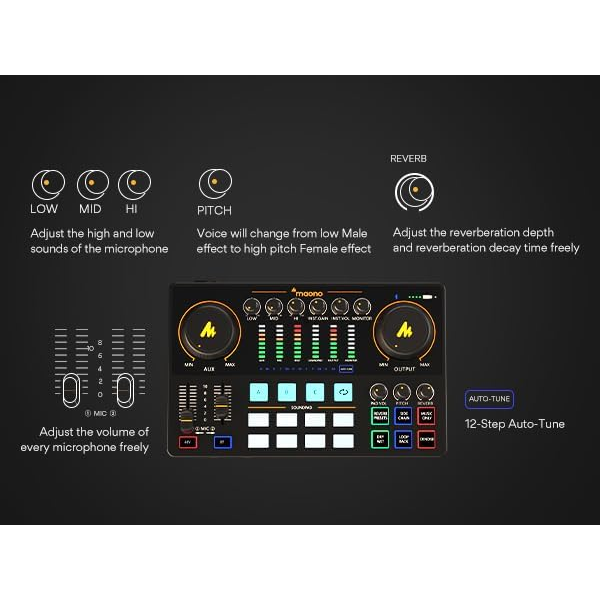 Manocaster Interface MAONOCASTER AME2 Podcast Audio Interface with FX & Sound Pads – DokkanTech