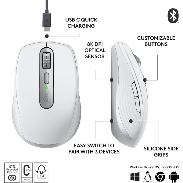Bluetooth Wireless Mouse Logitech MX Anywhere 3S 910-006930