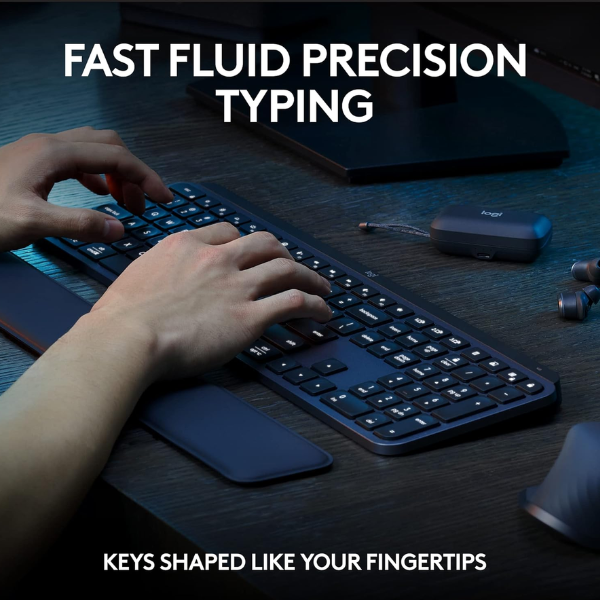 مجموعة مفاتيح Logitech MX S - لوحة مفاتيح وماوس لاسلكيان + مسند راحة اليد MX
