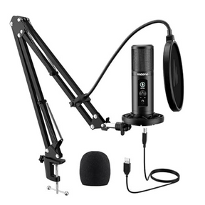 Maono AU-PM422 USB mic 192kHz 24-bit mute button zero-latency monitoring – front view