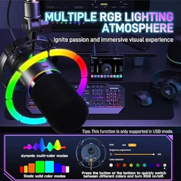 Maono PD200X USB/XLR Mic, RGB, Mute, Gain Control – For Podcast & Gaming- DokanTech #