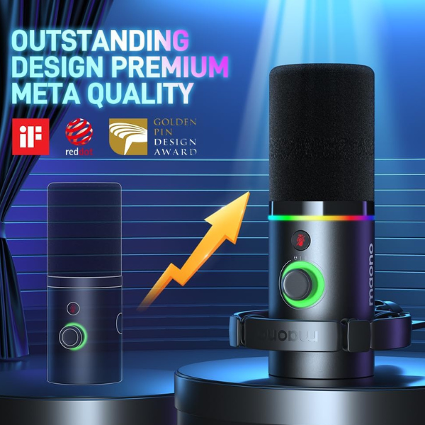 Microfono Dinamico MAONO PD200XS - USB/XLR Per Podcast E Streaming | Con Software E Braccio