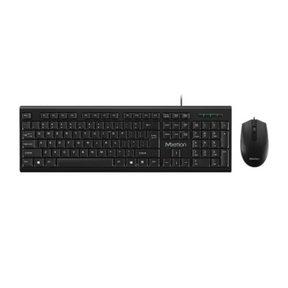 Meetion C100 USB wired keyboard and mouse combo black ergonomic – front view