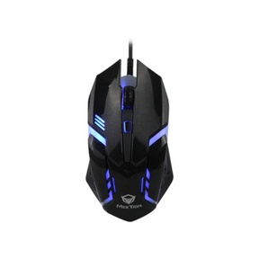 Meetion M371 rainbow backlit wired gaming mouse adjustable DPI – front view black
