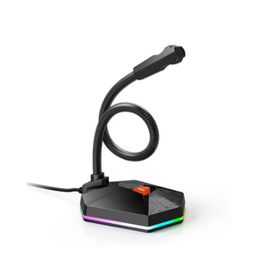 Meetion MC13 RGB USB gaming microphone gooseneck noise cancel – front view black