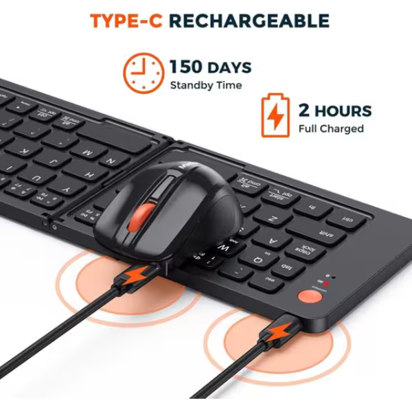 Meetion BTC001 Bluetooth Foldable Keyboard & Mouse Combo – Rechargeable- Dokkantech