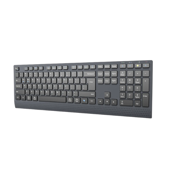 Meetion BTK2000 Rechargeable Wireless And Bluetooth Dual Mode Keyboard tilt left- Dokkan Tech