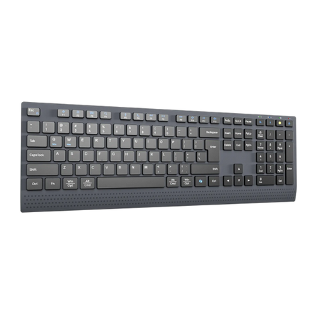 Meetion BTK2000 Rechargeable Wireless And Bluetooth Dual Mode Keyboard tilt right- Dokkan Tech