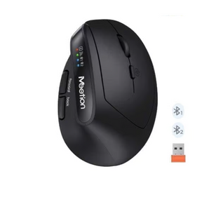 Meetion BTM008 wireless Bluetooth ergonomic rechargeable mouse – front view black