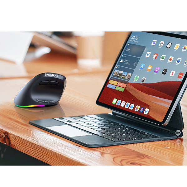 Meetion BTM010L Left-Handed Ergonomic Wireless & Bluetooth Rechargeable Mouse- Dokkantech