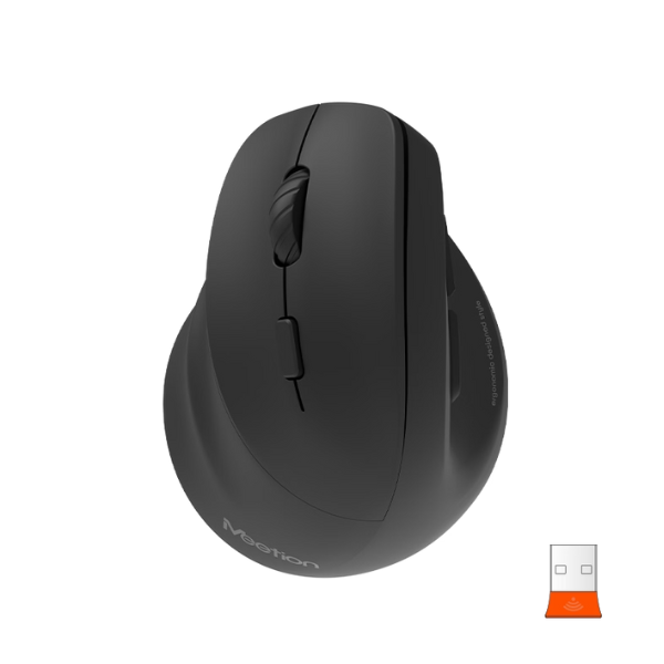 Meetion BTM010L left-handed ergonomic wireless Bluetooth rechargeable mouse – front view