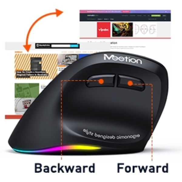 Meetion BTM010L Left-Handed Ergonomic Wireless & Bluetooth Rechargeable Mouse- Dokkantech