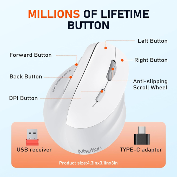 Meetion BTM010R Ergonomic Wireless - Dokkantech