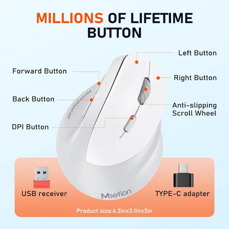 Meetion BTM010R Ergonomic Wireless - Dokkantech