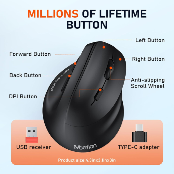 Meetion BTM010R Ergonomic Wireless - Dokkantech