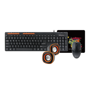 Meetion C105 3-in-1 office combo keyboard mouse speakers and pad – front view