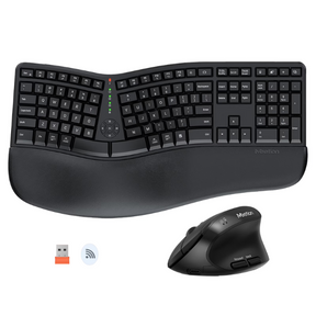 Meetion Director C wireless ergonomic keyboard and mouse combo – front view black
