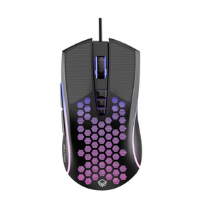 Meetion GM015 honeycomb RGB gaming mouse 6400 DPI lightweight ergonomic – front view black
