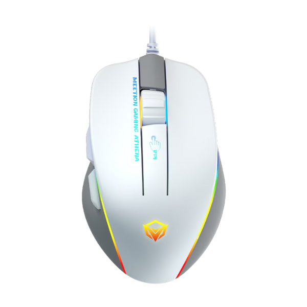 Meetion GM23 RGB Circulation Backlit Gaming Mouse  Ergonomic Design, Black & White- DokanTech #