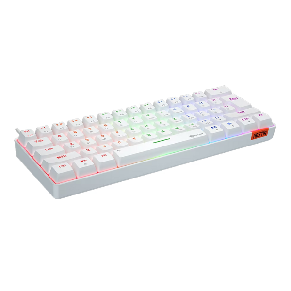Meetion MK005 60% Mechanical   Gaming  Keyboard - Blue Switch, Black & White_Arabic- DokanTech #