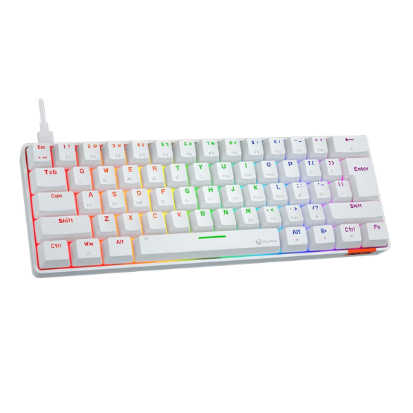 Meetion MK005 60% Mechanical   Gaming  Keyboard - Blue Switch, Black & White_Arabic- DokanTech #